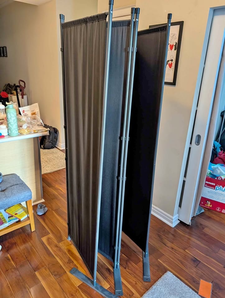 Black 4-Panel Room Divider Screen (6FT Tall)