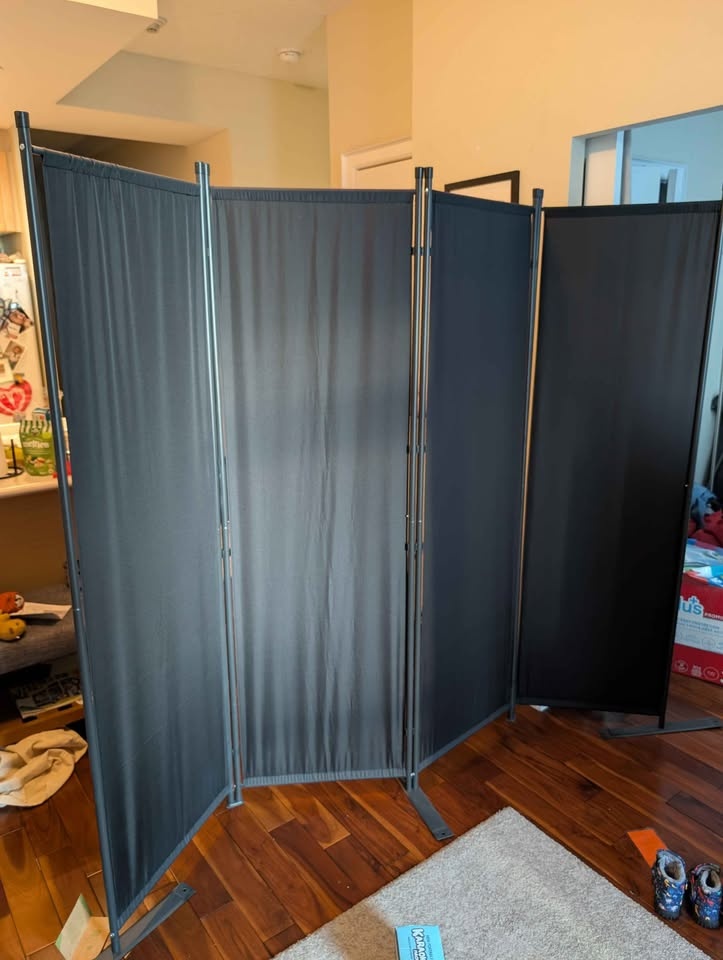 Black 4-Panel Room Divider Screen (6FT Tall) - photo 2