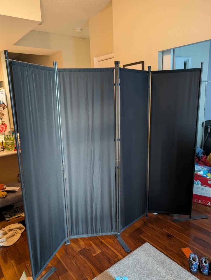 Black 4-Panel Room Divider Screen (6FT Tall) - photo 3