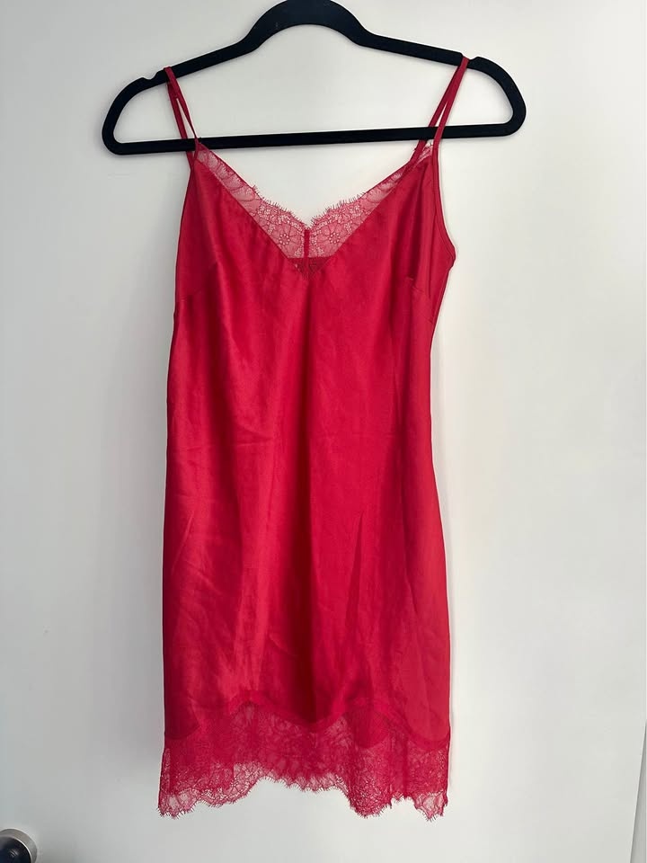Victoria Secret Red Night Silk Slip - Small