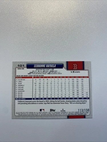 2026 Topps Series 1 Blue Rainbow Foil #101 Ceddanne Rafaela /150 - photo 2