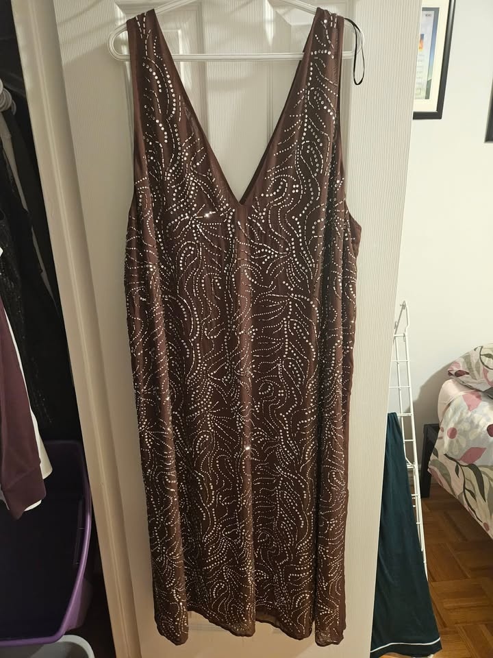NWT XXL H&M Burgundy Beaded Dress - photo 5