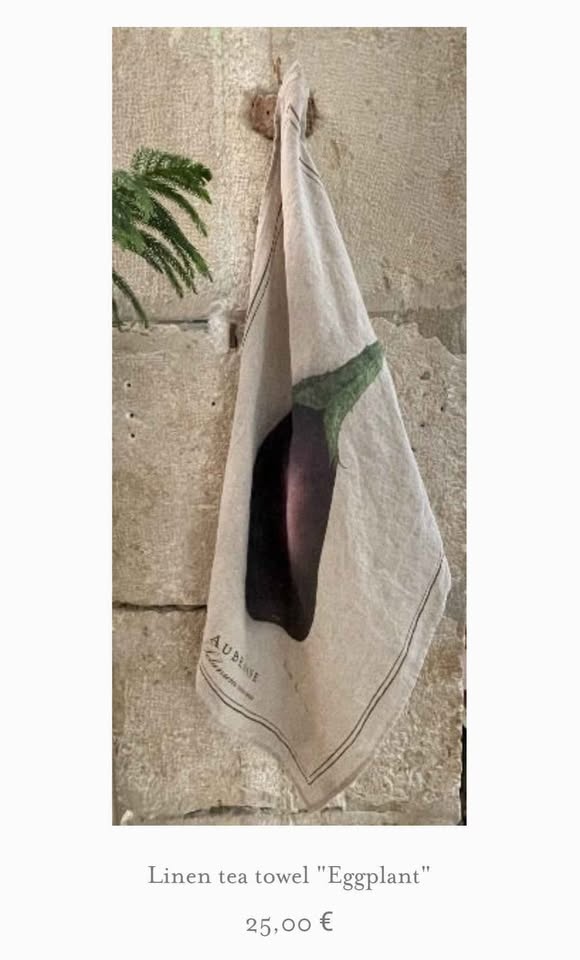 Linen Tea Towel - Eggplant Print 🧡 - photo 3