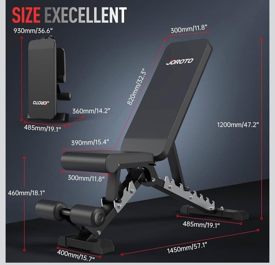 JOROTO Adjustable Weight Bench with 772LBS - photo 2