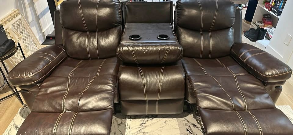 Brown 3 Seater Sofa with 2 Recliners