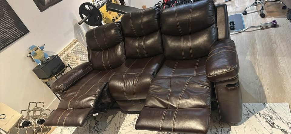 Brown 3 Seater Sofa with 2 Recliners - photo 3