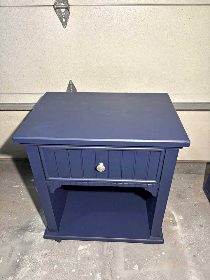 Pewter blue nightstand - single piece