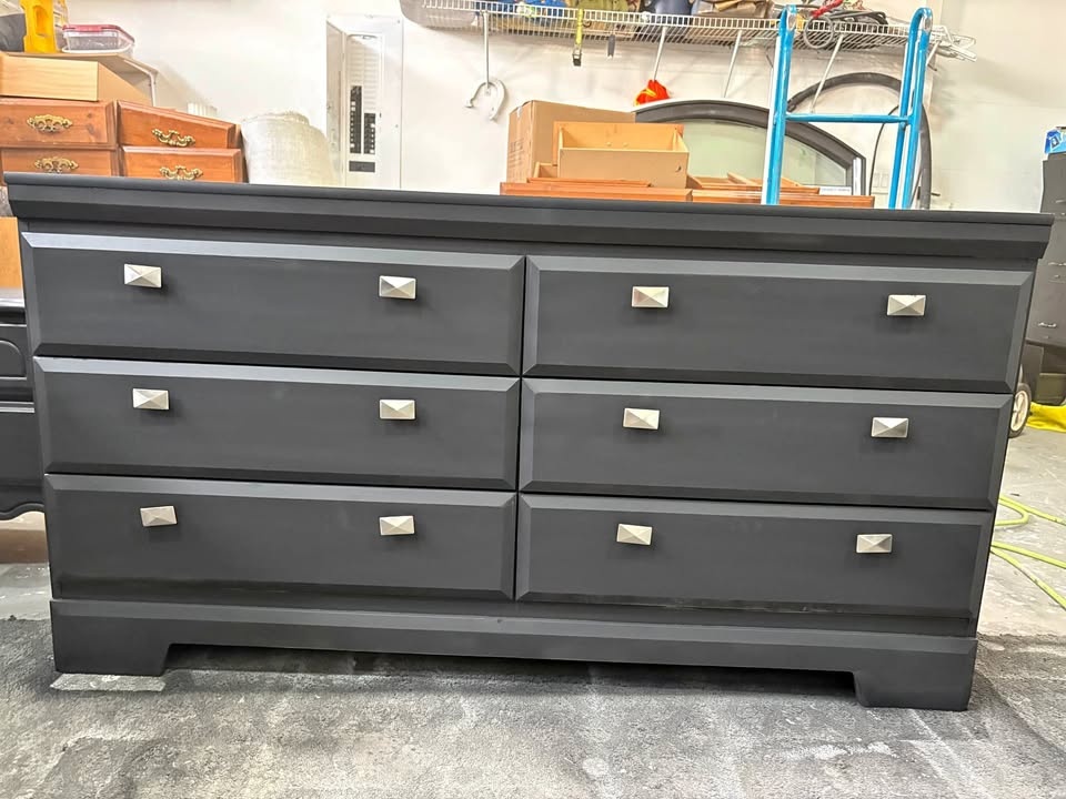 Beautiful black storage dresser with chrome handles - like new