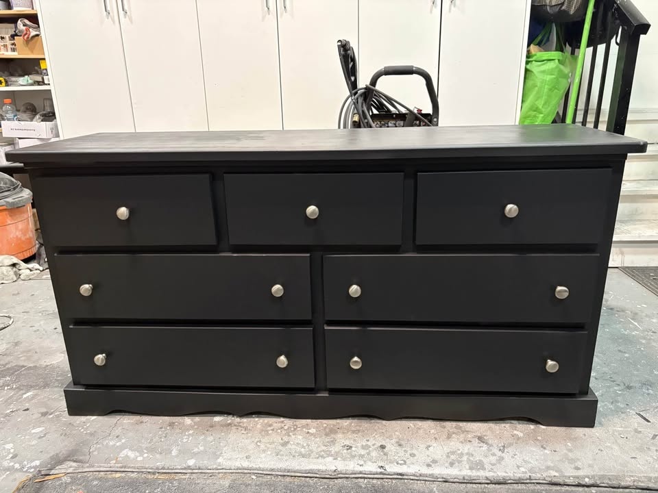 Beautiful black storage dresser with silver knobs - like new - photo 2