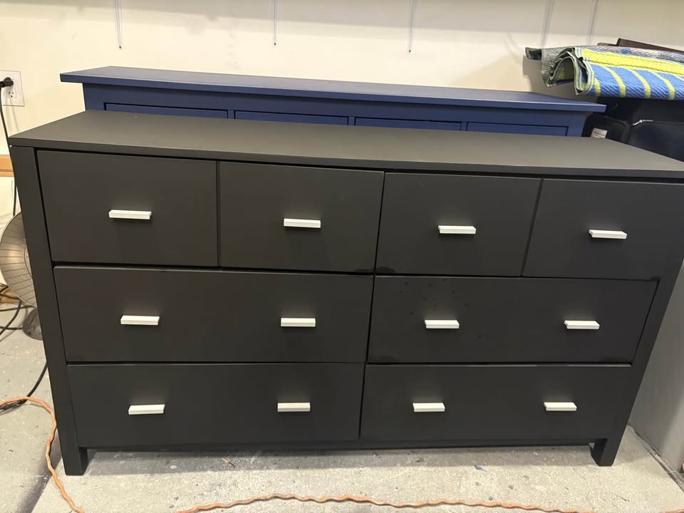Beautiful Black Dresser - Solid Wood, Silver Handles - photo 2