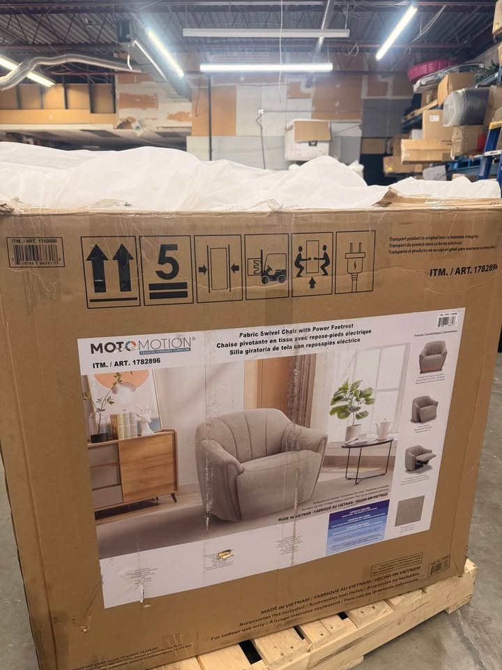 Fiona Fabric Swivel Chair with Power Footrest - photo 4