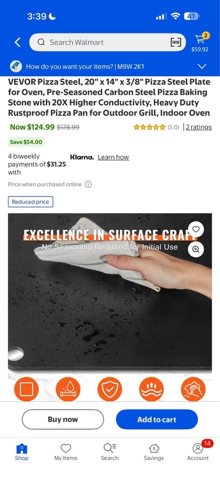 BRAND NEW carbon steel pizza plate 20” x 14” x 3/8” - photo 4