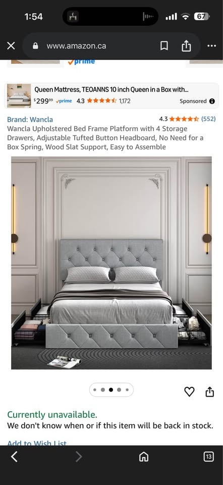 Wancla Upholstered Bed Frame Platform with 4 Storage Drawers - photo 3