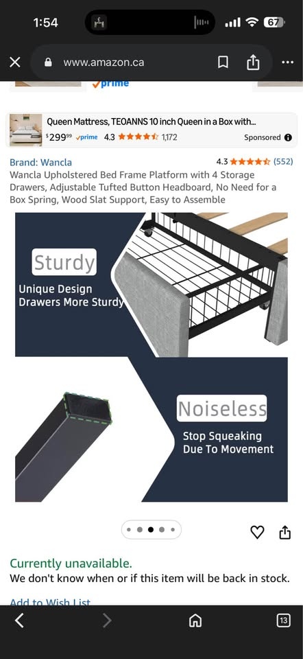 Wancla Upholstered Bed Frame Platform with 4 Storage Drawers - photo 5