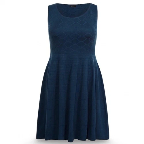 Torrid Navy Blue Diamond Knit Skater Dress 3X EUC - photo 2