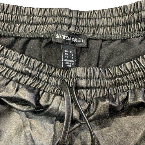 Streetwear Society Faux Leather Shorts XL High Waisted Black - photo 3