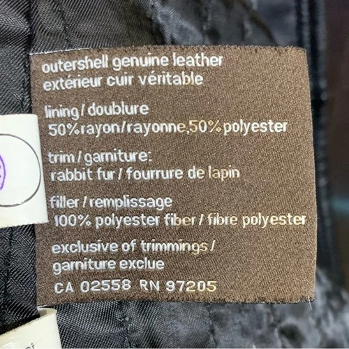 Danier Genuine Leather Jacket Small Black Rabbit Fur Collar & Cu - photo 3