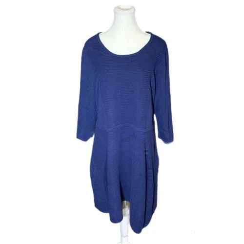 JustFab Royal Blue Ribbed Knit Fit & Flare Dress - 3X - photo 2