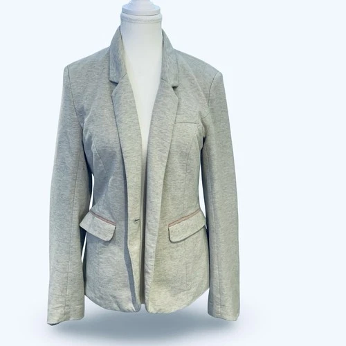 Reserved Gray & Pink Jersey Blazer Women’s 38 Rare Elbow Patches