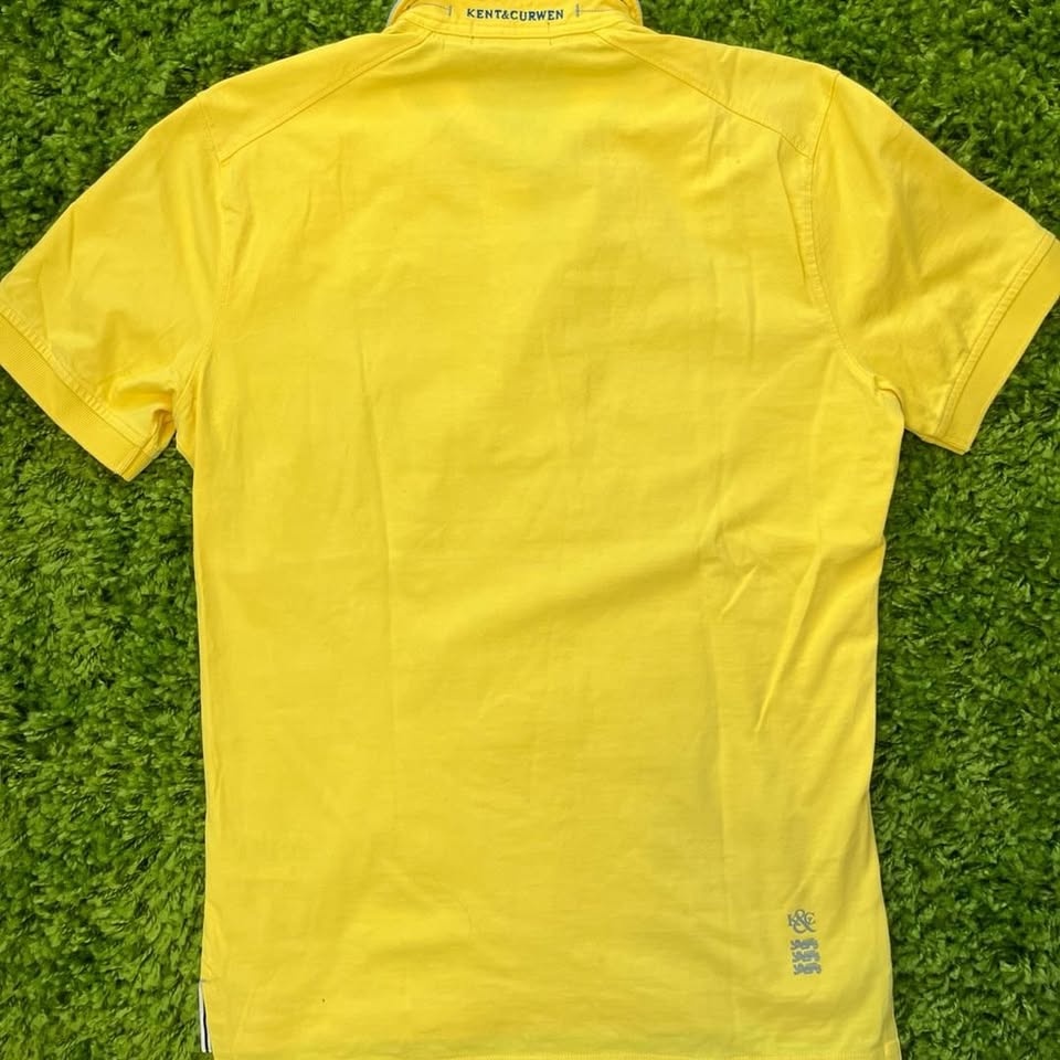 Kent & Curwen Yellow Polo Shirt w/ Blue Collar - Medium - photo 3