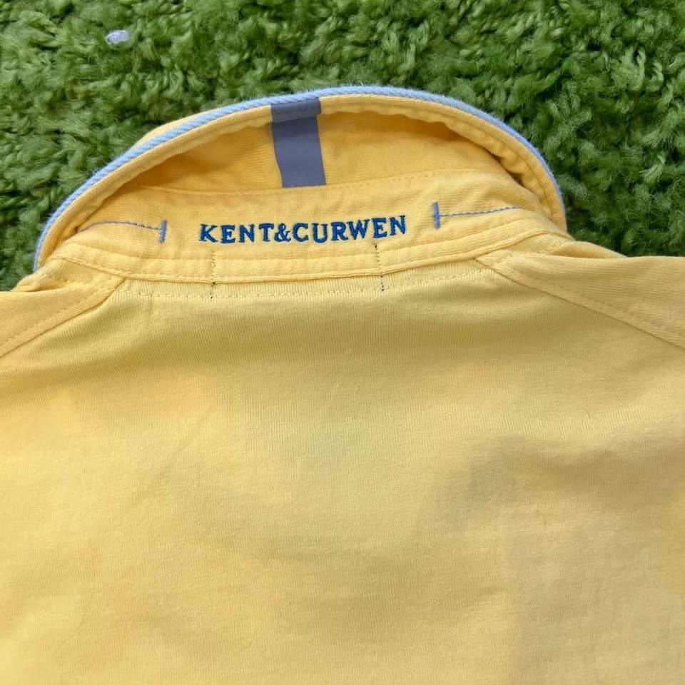 Kent & Curwen Yellow Polo Shirt w/ Blue Collar - Medium - photo 4