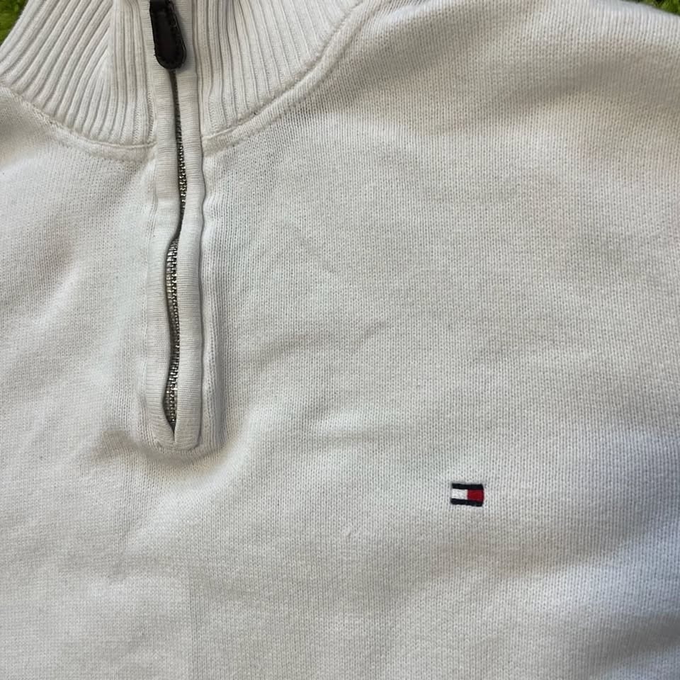 Tommy Hilfiger Men's Cotton Quarter-Zip Mock Neck Sweater White - photo 2