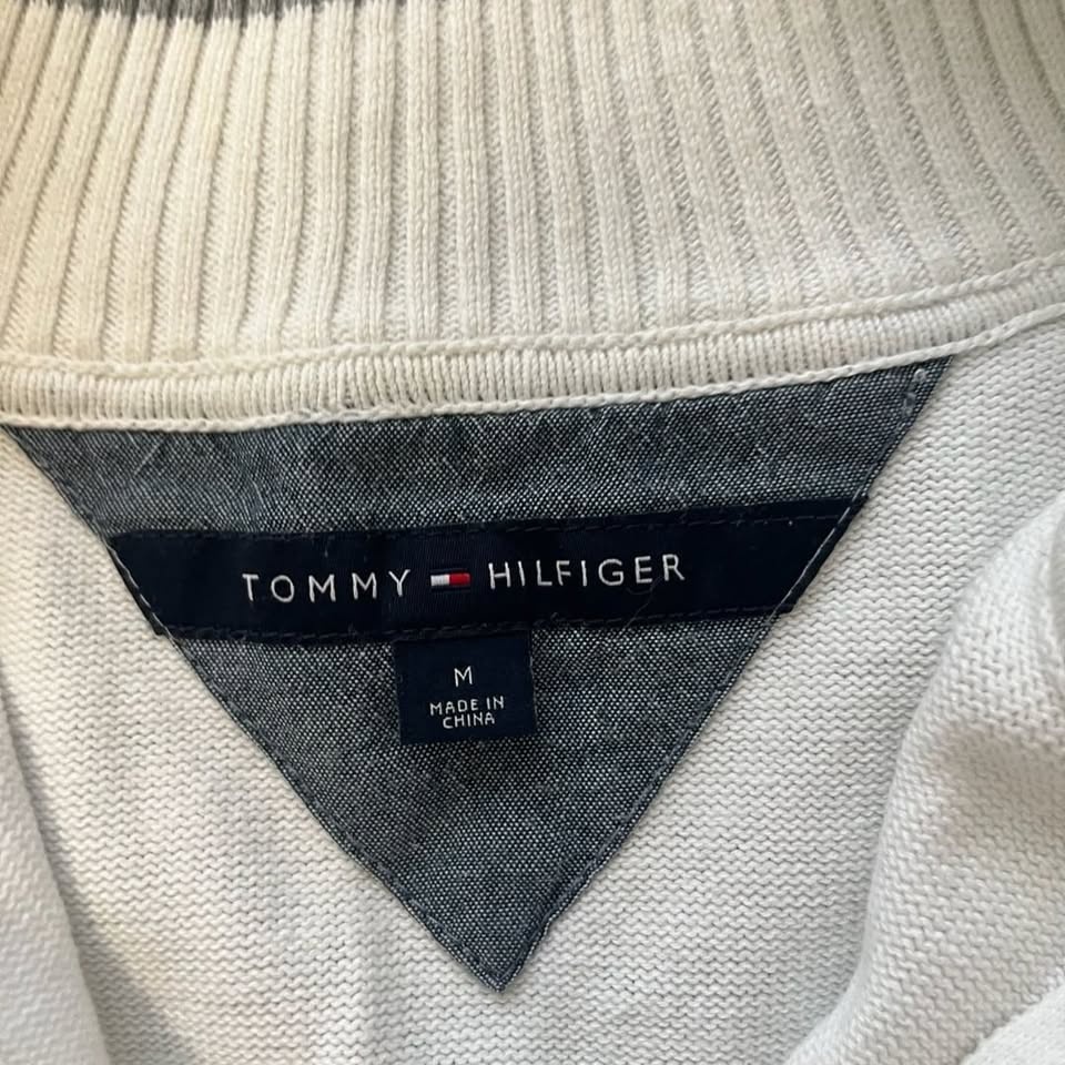 Tommy Hilfiger Men's Cotton Quarter-Zip Mock Neck Sweater White - photo 3