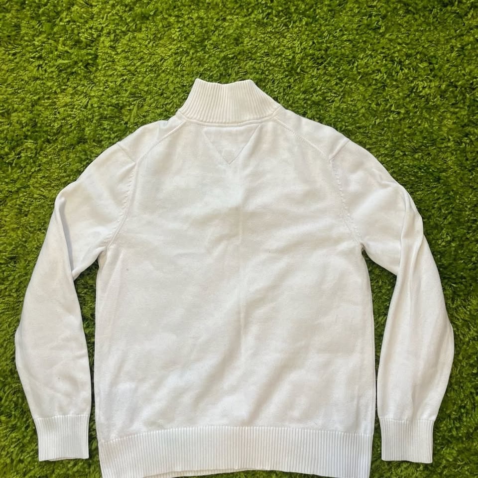Tommy Hilfiger Men's Cotton Quarter-Zip Mock Neck Sweater White - photo 4