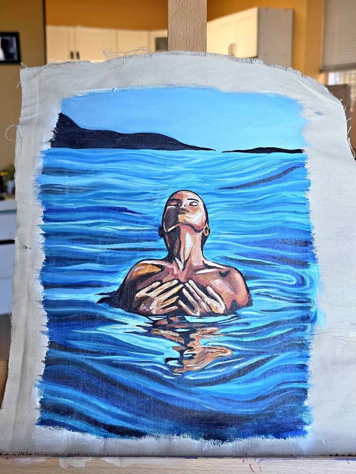 ACRYLIC PAINTING of woman water