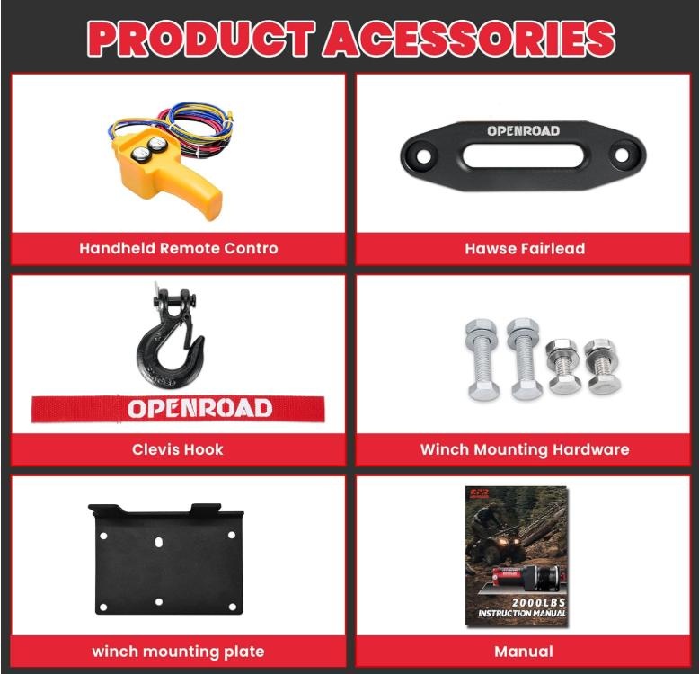 *NEW* OPENROAD 2000 lb ATV/UTV Electric Winch - photo 2