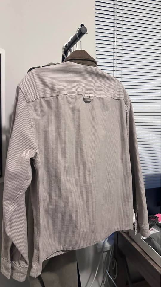 Abercrombie & Fitch Corduroy Collar Striped Shirt Jacket - Size - photo 2