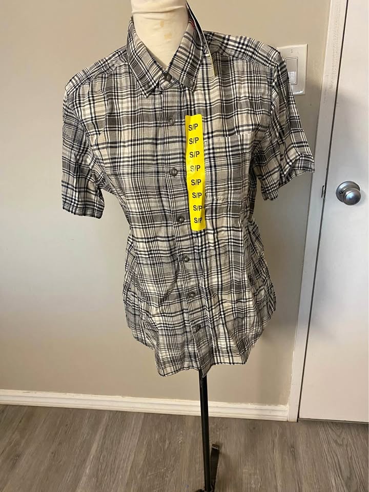 BNWT Eddie Bauer Short-Sleeve Plaid Shirt S/P