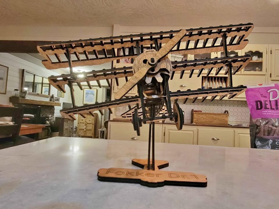 Laser Cut Wooden Fokker DR.1 Triplane Model
