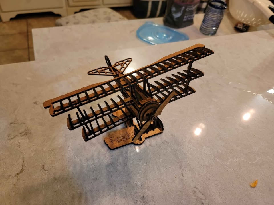 Laser Cut Wooden Fokker DR.1 Triplane Model - photo 2