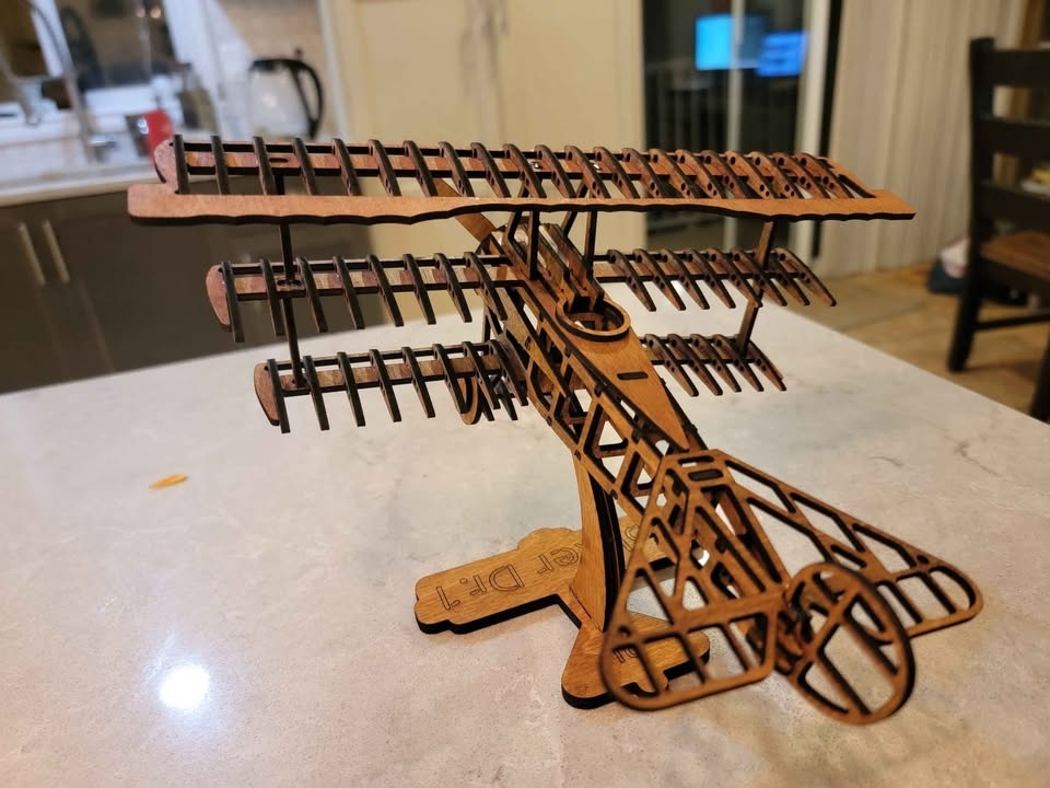 Laser Cut Wooden Fokker DR.1 Triplane Model - photo 5