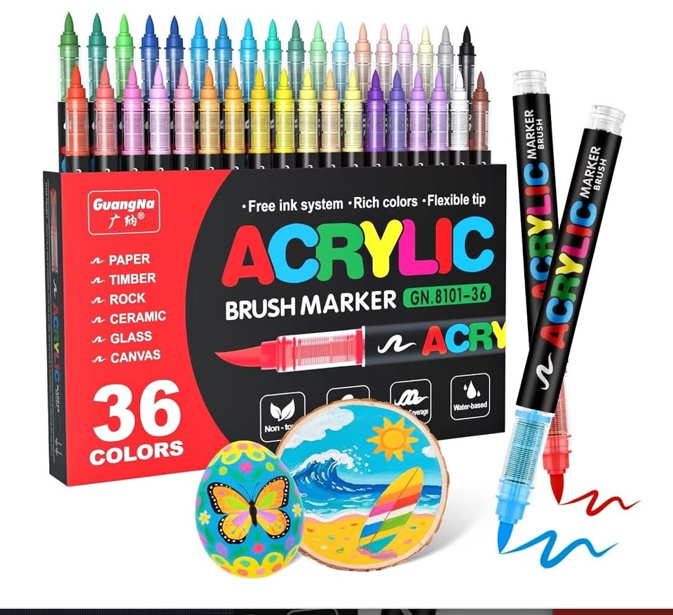 Brand New | 36 Colors Soft Head Acrylic Marker Pens