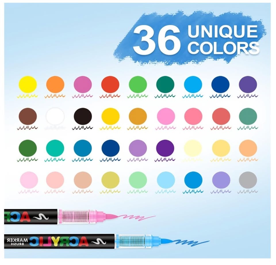 Brand New | 36 Colors Soft Head Acrylic Marker Pens - photo 4