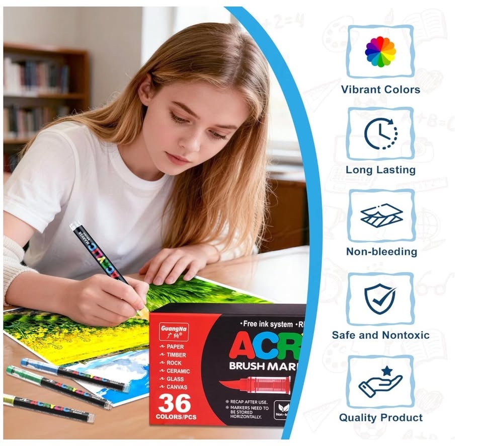 Brand New | 36 Colors Soft Head Acrylic Marker Pens - photo 5