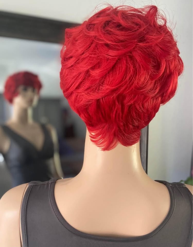 NWOT Pixie Style Bright Red Curly Synthetic Wig (2182) - photo 4