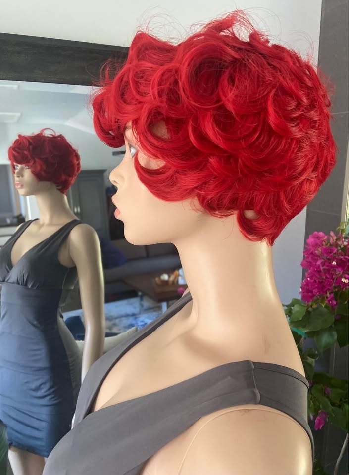 NWOT Pixie Style Bright Red Curly Synthetic Wig (2182) - photo 5