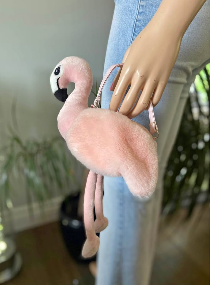 LIKE NEW: H&M Cute Soft Handheld Pink Flamingo Coin Purse