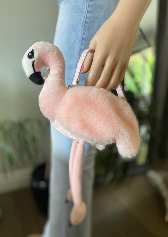 LIKE NEW: H&M Cute Soft Handheld Pink Flamingo Coin Purse - photo 4
