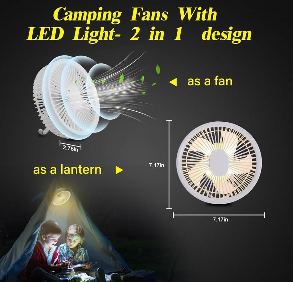 Brand New 2-in-1 Camping Fan with LED Light & Remote - photo 2