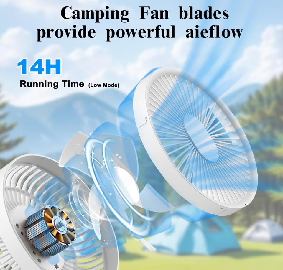 Brand New 2-in-1 Camping Fan with LED Light & Remote - photo 3