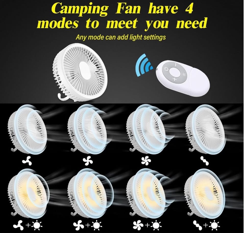 Brand New 2-in-1 Camping Fan with LED Light & Remote - photo 4