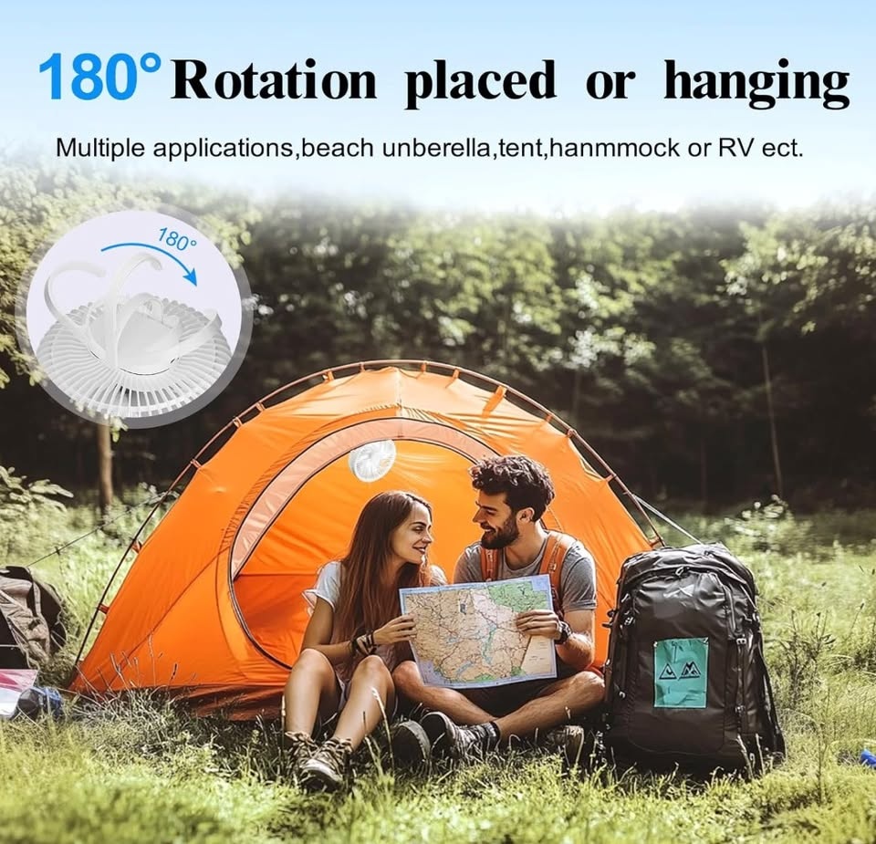 Brand New 2-in-1 Camping Fan with LED Light & Remote - photo 5
