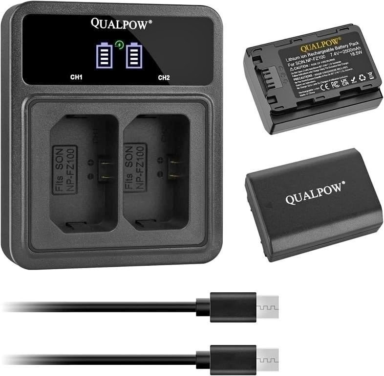 2x Sony NP-FZ100 Battery with Dual Charger - $25