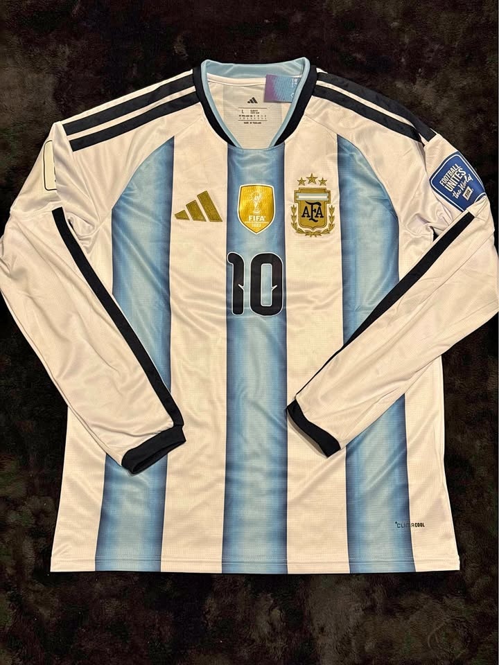 Argentina Messi #10 2026 World Cup Home Jersey Long Sleeve – Siz