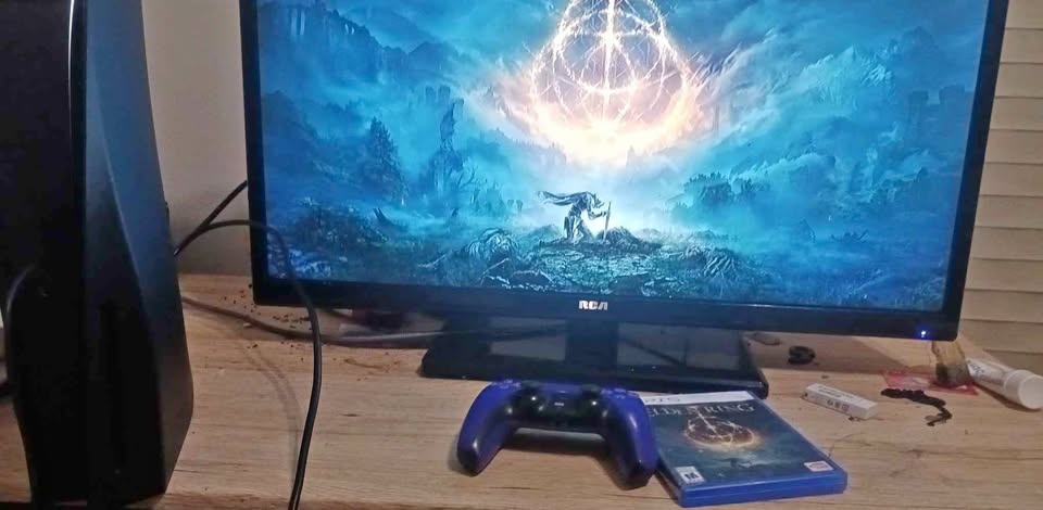 PS5 & Controller + Elden Ring + tv