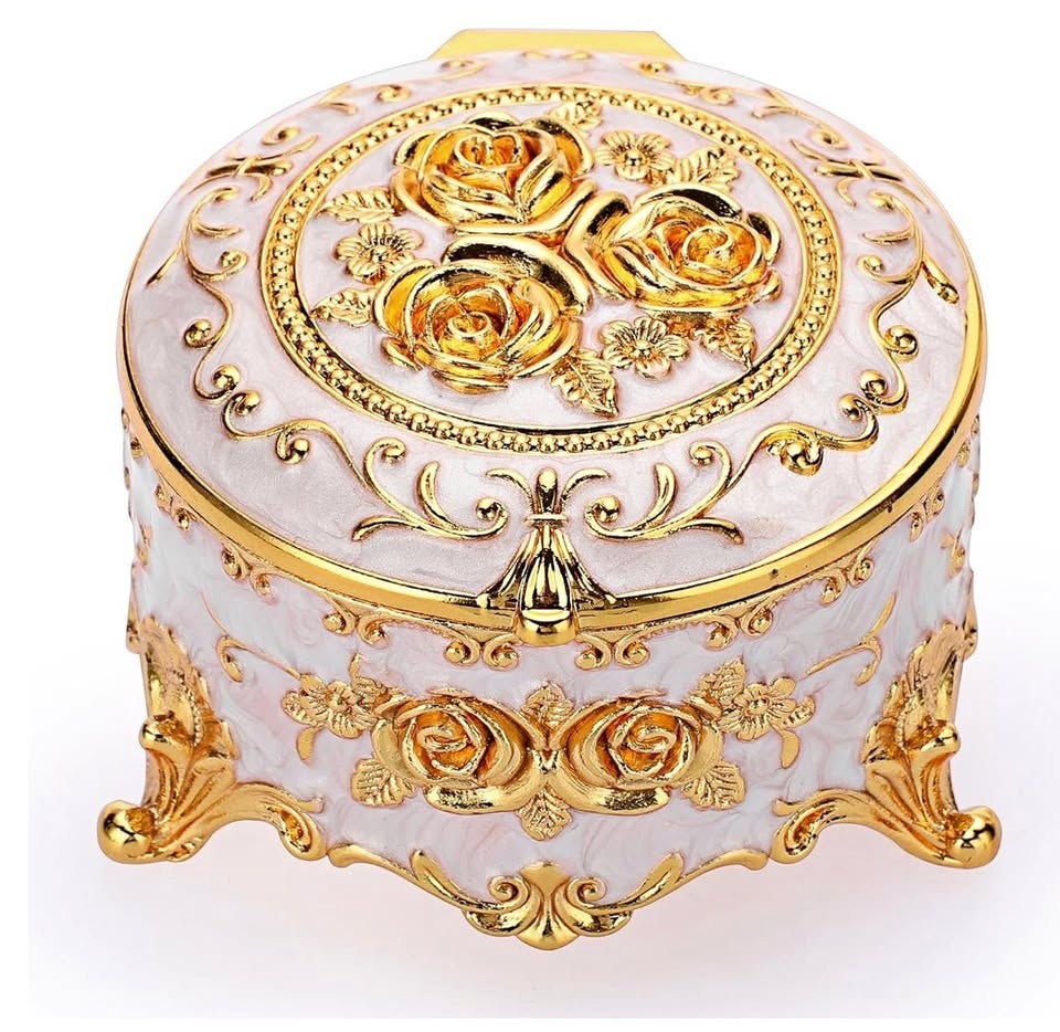 Brand New | Vintage Metal Jewelry Box Round Trinket Organizer